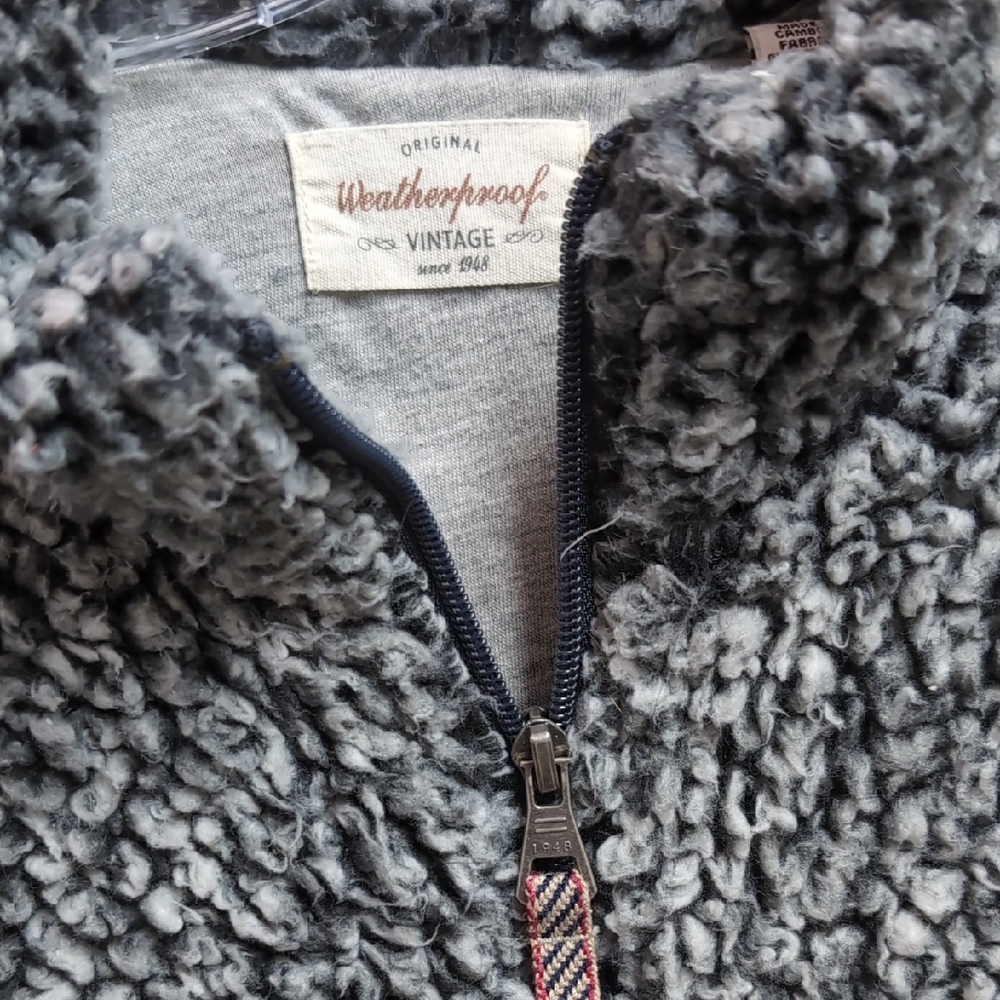 Weatherproof Gray Sherpa Zip-Front Pullover - Picture 2 of 6